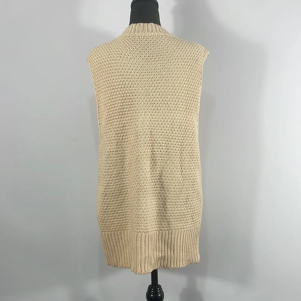 Ivory Sweater Vest,Knit Sweater Vest,Sleeveless Casual Knit,V neck,long,small - Picture 6 of 11
